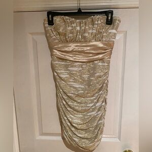 Elegant Gold Strapless Dress